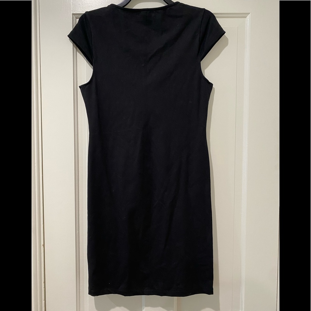 David Lerner cap sleeve fitted stretch Bodycon mini dress basic staple piece L - Picture 8 of 10